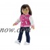 18 Inch Doll Clothes | Gorgeous Varsity School Jacket Basics Outfit with Blue Stretch Skinny Jeans and Long Sleeved T-Shirt | Fits American Girl Dolls   